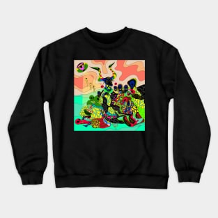 the goat and the coven in mexican colorful alien pattern ecopop Crewneck Sweatshirt